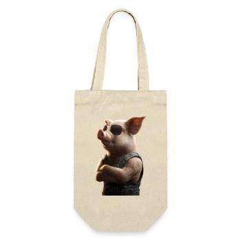 Schwein Hausschwein Sau Schweine Liebe Schweinchen - Geschenkbeutel für Flaschen - Natur - Vorne