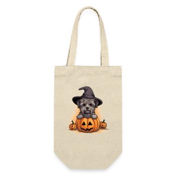 Halloween Witch Hat Pumpkin Dog Yorkshire Terrier - Gift Bag for Bottles - nature - Front