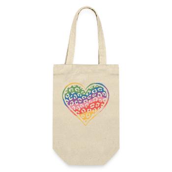 Regenbogen Leopard Herz Design - Geschenkbeutel für Flaschen - Natur - Vorne