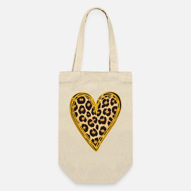Leopardprint Herz Valentinstag Liebe - Geschenkbeutel für Flaschen - Natur