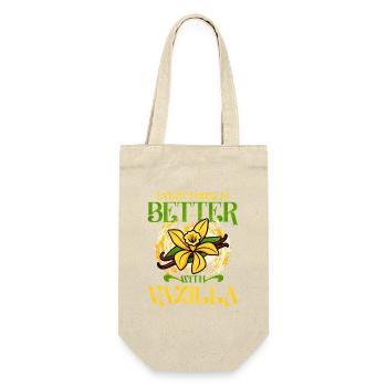 Vanille mit Vanilleblume - Geschenkbeutel für Flaschen - Natur - Vorne