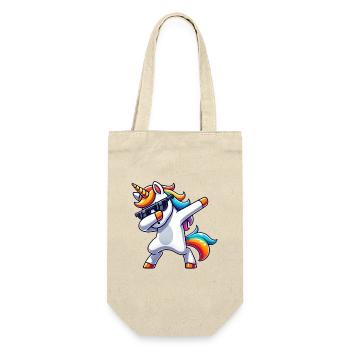 Dab Einhorn Dabbing Einhörner Unicorn Mädchen - Geschenkbeutel für Flaschen - Natur - Vorne