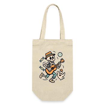 Squelette avec guitare et chapeau fantôme - Sac à bouteille - nature - Devant