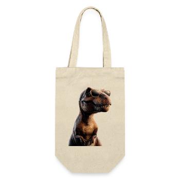 T-Rex Tyrannosaurus Rex Dino Daddy Dinosaurier - Geschenkbeutel für Flaschen - Natur - Vorne