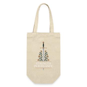 Elegantes Schwert und Blumenmotiv - Geschenkbeutel für Flaschen - Natur - Vorne