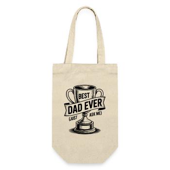 Bester Vater aller Zeiten (Frag mich einfach) mit Trophäe - Geschenkbeutel für Flaschen - Natur - Vorne
