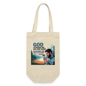 Glaube und Gebet – Gott ist bei mir - Geschenkbeutel für Flaschen - Natur - Vorne