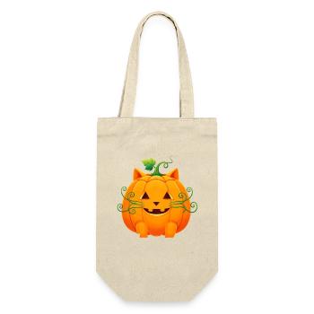 Chat Citrouille Halloween Design - Sac à bouteille - nature - Devant