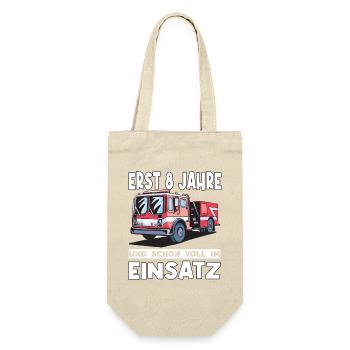 8 Geburtstag Feuerwehr Geschenk Junge 8 Jahre - Geschenkbeutel für Flaschen - Natur - Vorne