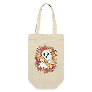 Geist Bleistift Halloween - Geschenkbeutel für Flaschen - Natur - Vorne