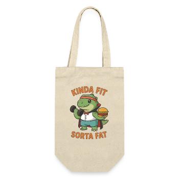 Kinda Fit Sorta Fat Funny Gym Cute Hippo Retro - Geschenkbeutel für Flaschen - Natur - Vorne