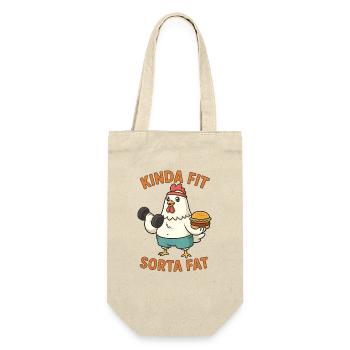 Kinda Fit Sorta Fat Funny Gym Cute Hippo Retro - Geschenkbeutel für Flaschen - Natur - Vorne