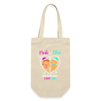 Werdende Mama Weihnachten Gender Reveal - Geschenkbeutel für Flaschen - Natur - Vorne