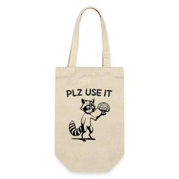 Witziges Waschbär mit Gehirn PLZ Use it - Geschenkbeutel für Flaschen - Natur - Vorne