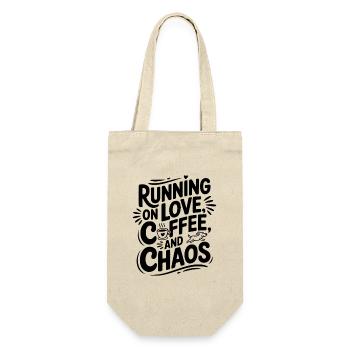 Laufen auf Liebe, Kaffee und Chaos - Geschenkbeutel für Flaschen - Natur - Vorne