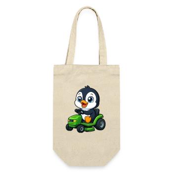 Süßer Pinguin Rasenmäher Gartenarbeit Cartoon - Geschenkbeutel für Flaschen - Natur - Vorne