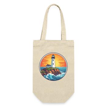 Leuchtturm am Meer Sonnenuntergang - Geschenkbeutel für Flaschen - Natur - Vorne