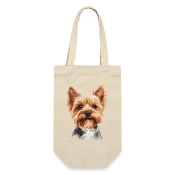 Hochwertiges Yorkshire Terrier Portrait - Geschenkbeutel für Flaschen - Natur - Vorne