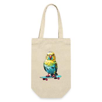 Perruche heureuse sur un skateboard - Sac à bouteille - nature - Devant