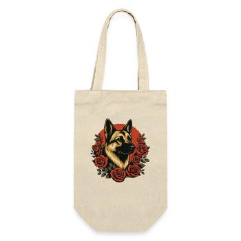 Elegant German Shepherd with Rose Motif - Gift Bag for Bottles - nature - Front