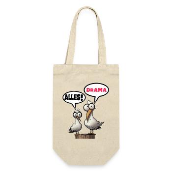 Humorvolle Möwen mit Sprechblasen Alles Drama - Geschenkbeutel für Flaschen - Natur - Vorne