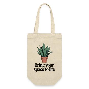Minimalistische Topfpflanze mit inspirierendem Zitat - Geschenkbeutel für Flaschen - Natur - Vorne