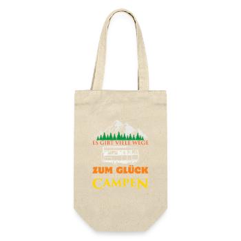 Camper Camping Wohnwagen Spruch - Geschenkbeutel für Flaschen - Natur - Vorne