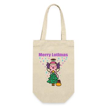Merry Lotlmas Axolotl Weihnachten - Geschenkbeutel für Flaschen - Natur - Vorne