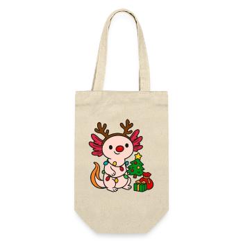 Axolotl de Noël avec guirlandes lumineuses - Sac à bouteille - nature - Devant