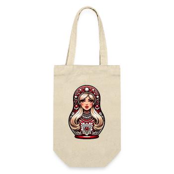  Matroschka auf russisch Matryoshka Doll Russian - Geschenkbeutel für Flaschen - Natur - Vorne