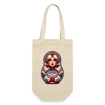  Matroschka auf russisch Matryoshka Doll Russian - Geschenkbeutel für Flaschen - Natur - Vorne
