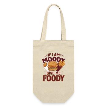 Moody Foodie Hamburger & Pommes Design - Geschenkbeutel für Flaschen - Natur - Vorne