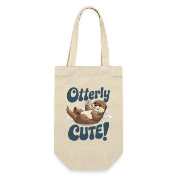 Otterly Süß Niedlicher Otter Mit Muschel - Geschenkbeutel für Flaschen - Natur - Vorne
