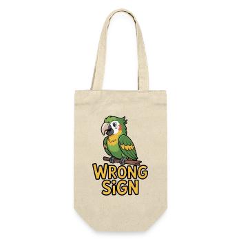 Humorous Parrot Cartoon with Wrong Sign - Gift Bag for Bottles - nature - Front