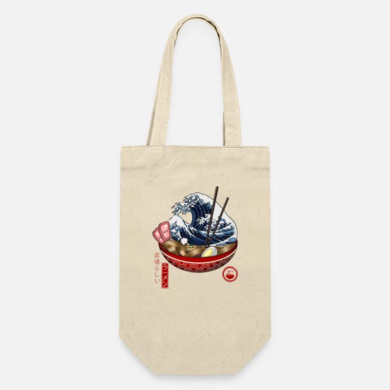 Kawaii Wave Ramen Bowl Design - Gift Bag for Bottles - nature