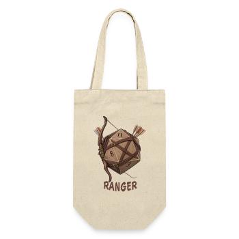 W20 mit Bogen & Pfeil – Ranger Fantasy Dice - Geschenkbeutel für Flaschen - Natur - Vorne