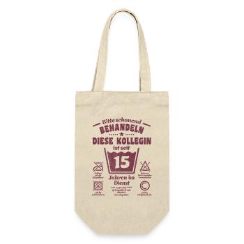 15 years of service - Treat gently - Colleague - Gift Bag for Bottles - nature - Front