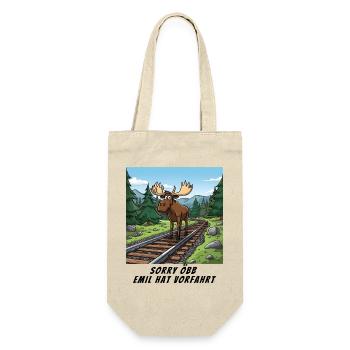 Sorry Bahn - Emil hat hier Vorfahrt - Geschenkbeutel für Flaschen - Natur - Vorne
