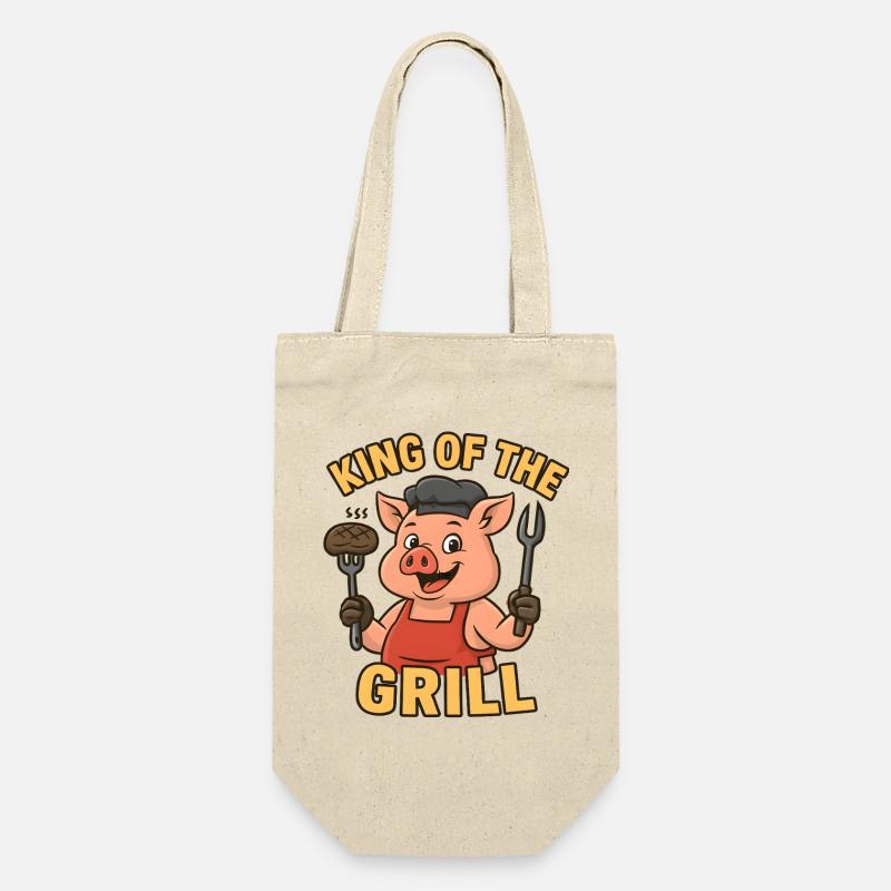 Grill Master Pig – King of BBQ - Gift Bag for Bottles - nature
