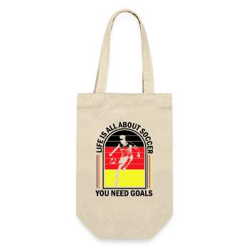 Life Is All About Soccer – Retro Kick - Geschenkbeutel für Flaschen - Natur - Vorne