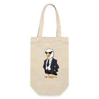 Eleganter Adler im Anzug - Geschenkbeutel für Flaschen - Natur - Vorne