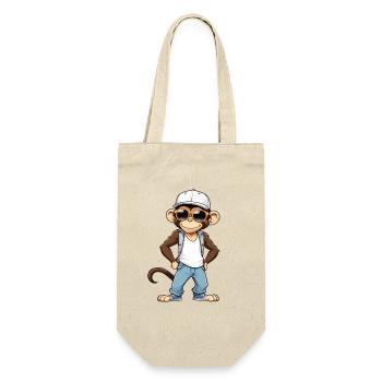 Cool Affe mit Sonnenbrille und Cap - Geschenkbeutel für Flaschen - Natur - Vorne