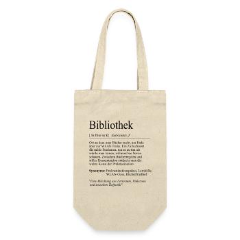 Unispruch "Bibliothek" Student Geschenk, Studenten - Geschenkbeutel für Flaschen - Natur - Vorne