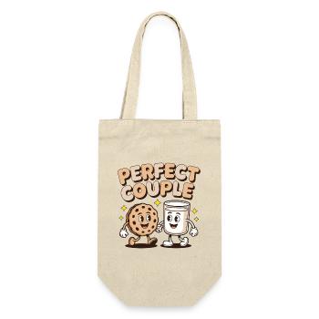 Perfect Couple Cookie Milk Fun Cartoon Design - Gift Bag for Bottles - nature - Front