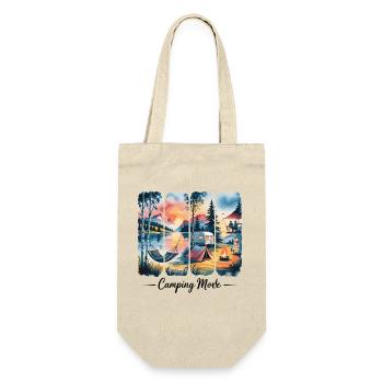 Lakeside camping at sunset with campfire - Gift Bag for Bottles - nature - Front