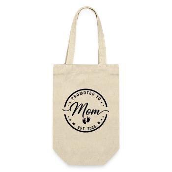 Promoted To Mom Est. 2026 - Geschenkbeutel für Flaschen - Natur - Vorne