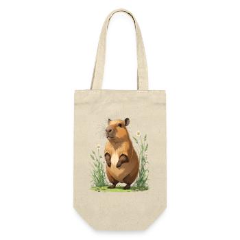Capybara im Margeriten Blumenfeld - Geschenkbeutel für Flaschen - Natur - Vorne
