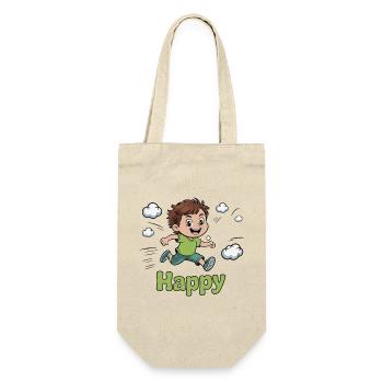 Fröhliches Kind, das mit Wolken läuft Design - Geschenkbeutel für Flaschen - Natur - Vorne