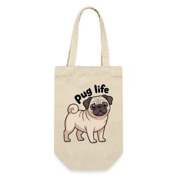 Entzückender Mops Leben Lustiger Hund Liebhaber - Geschenkbeutel für Flaschen - Natur - Vorne