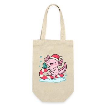 Axolotl mit Zuckerstange Weihnachten - Geschenkbeutel für Flaschen - Natur - Vorne